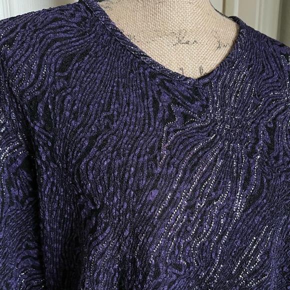 Allison Daley Black Purple Blouse Petite L - Picture 12 of 16